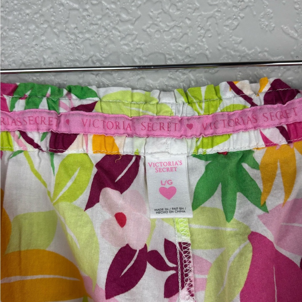 Victoria Secret Tropical Floral Print Large Pajama Ruffle Hem Pants 100% Cotton - Picture 4 of 10